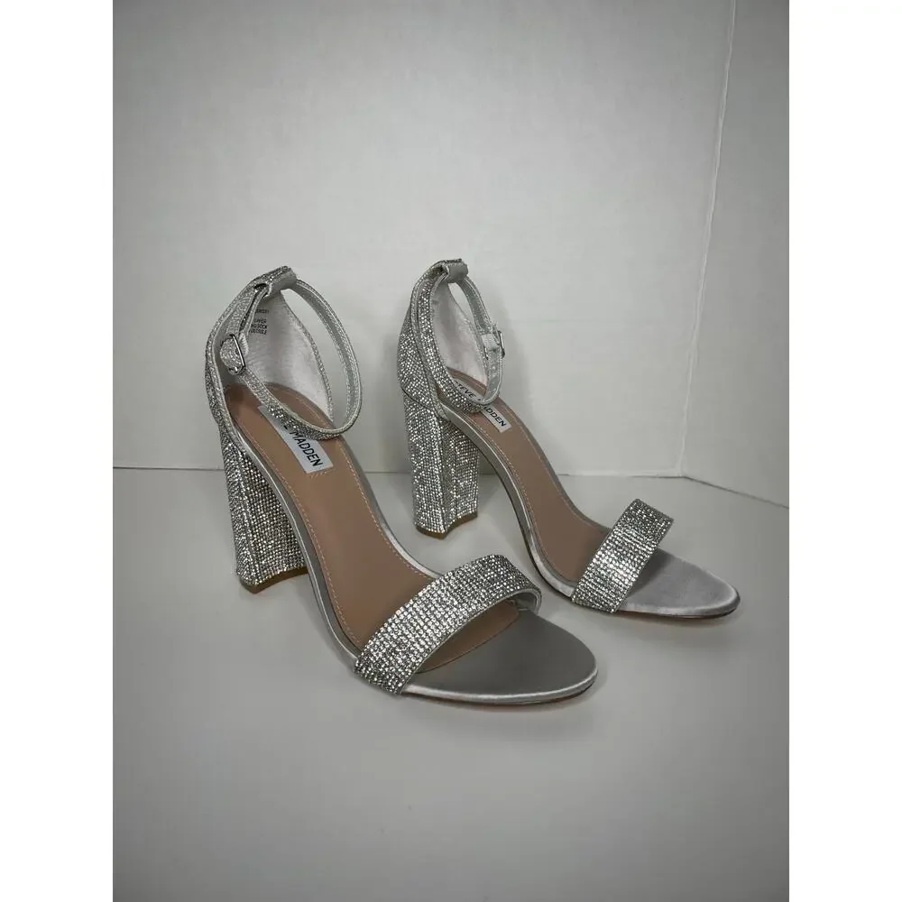 Steve Madden Carrson Crystal Heels Silver Size 10